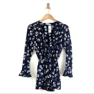 Love Made in the UK Romper Womens Extra Small Navy Dark Floral Ruffles Romantic